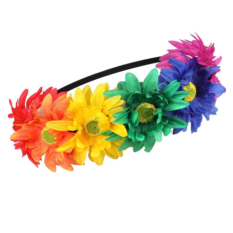 DDazzling Sunflower crown Boho crown Sunflower headband Flower Hair Accessory (Rainbow) - Image 3